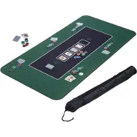 Relaxdays Tapis de poker 180 x 90 cm, Texas Hold'em, grand tapis de table de poker, antidérapant, polyester, accessoires de poker, vert