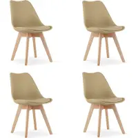 Leobert Chaise - - Mark - Beige Foncé/Pieds Naturels - 49 X 52 X 82 Cm - Lot De 4