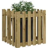 vidaXL Jardinière avec design de clôture 60x60x60 cm pin imprégné