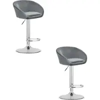 Leobert Hocker EAST - velours gris / base chromée x 2