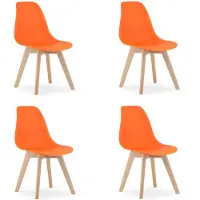 Leobert Chaise - - Kito - Orange/Pieds Naturels - 46 X 54,5 X 80 Cm - Lot De 4