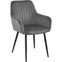 Leobert Chaise - - Solden - Velours Gris Foncé/Pieds Noirs - Lot De 2