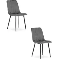 Leobert Chaise - - Lava - Velours Gris Foncé - 43 X 51 X 90 Cm - Lot De 2