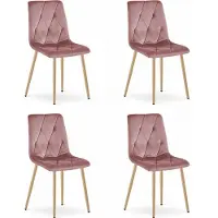 Leobert Chaise - - Libra - Velours Rose/Pieds Bois - 45 X 54 X 86,5 Cm - Lot De 4