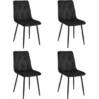 Leobert Chaise - - Libra - Velours Noir/Pieds Noirs - Lot De 4