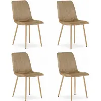 Leobert Chaise - - Lava - Velours Marron/Pieds Bois - 45 X 55 X 86 Cm - Lot De 4
