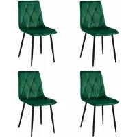 Leobert Chaise - - Libra - Velours Vert Foncé/Pieds Noirs - Lot De 4
