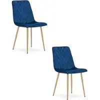 Leobert Chaise - - Turin - Velours Bleu Marine/Pieds Bois - 44,5 X 53 X 88,5 Cm - Lot De 2