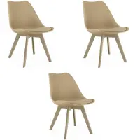 Leobert Chaise - - Mark - Beige Foncé/Pieds Beiges - 49 X 43 X 82 Cm - Lot De 3