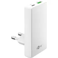 Goobay Chargeur double USB-C PD GaN 90 Plat (65 W) blanc -