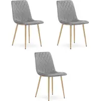 Leobert Chaise - - Turin - Velours Gris Clair/Pieds Bois - 44,5 X 53 X 87,5 Cm - Lot De 3