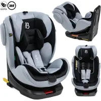 Bebelissimo - Siège enfant Leto 40-150 cm - 360° - RWF/FWF - ISOFIX - TOP TETHER - Harnais 5 points - Appuie-tête réglable - gris/noir