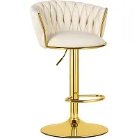 Leobert Tabouret De Bar - - Mig - Beige/Base Dorée - 51 X 50 X 84-105 Cm