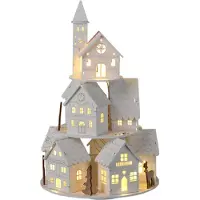 Spetebo 3.07 Maison de Noël Tour tournante avec 3 étages - env. 30 cm - illuminée avec 10 LED / avec musique