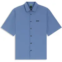 BOSS pour homme. 50559576 Chemise de membre bleue (L), Casuel, Coton, Manche courte