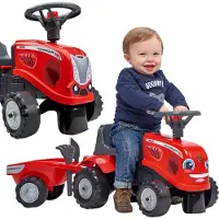 Falk Tracteur Baby Mac Cormick Rouge Avec Remorque + Accessoires À Partir De 1 An