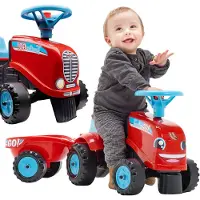 Falk Tracteur à chevaucher « Go! » avec remorque, rouge, 1 à 3 ans