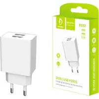 Denmen CHARGEUR MÉTALLIQUE 2,1 A 10 W BLANC 2100 mA 2xUSB DC02 SINGLE