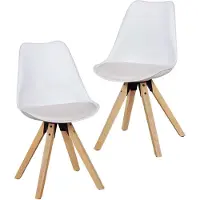 Wohnling lot de 2 chaises de salle à manger rétro LIMA blanc | chaise rembourrée