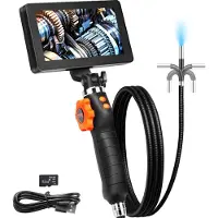 Vevor SKYSHALO Caméra borescopique flexible, endoscope avec double articulation et objectif étroit de 6,4 mm, écran HD IPS 5 pouces, grossissement 8x, caméra serpent avec éclairage 8 LED