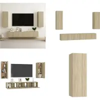 vidaXL 5 pcs. Armoire TV Sonoma chêne bois composite - Armoire TV - Armoire HiFi - Armoires HiFi