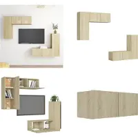 vidaXL 4 pcs. Armoire TV Sonoma chêne bois composite - Ensemble d'armoires TV - Ensembles d'armoires TV - Ensembles d'armoires TV suspendues
