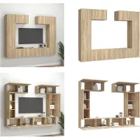 vidaXL 6 pcs. Armoire TV Sonoma chêne bois composite - Ensemble d'armoires TV - Ensembles d'armoires TV - Meuble-paroi