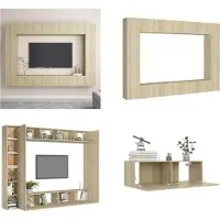 vidaXL 8 pcs. Armoire TV Sonoma chêne bois composite - Armoire TV - Armoire HiFi - Armoires HiFi