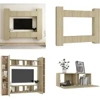 vidaXL 8 pcs. Armoire TV Sonoma chêne bois composite - Armoire TV - Armoire HiFi - Armoires HiFi