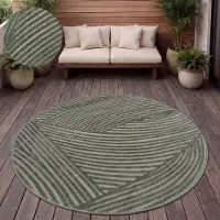 Paco Home Tapis d'extérieur Résistant aux intempéries Balcon Salon Scandinave Boho Unicolore Taille 160 cm Rond