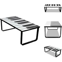 vidaXL Table basse avec motif de piano et plateau en verre - Tables basses