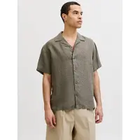 Jack & Jones Blalawrence Linen Resort Short Sleeve Shirt Gris M Homme