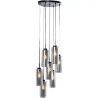 QAZQA Suspension Art Déco noire avec verre fumé 7 lumières - Laura