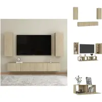 vidaXL Ensemble de 4 meubles TV Chêne Sonoma Matériau dérivé du bois - Meuble TV