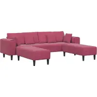 vidaXL Canapé en velours avec coussin 3 pcs Bordeaux 208 cm Velours