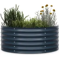 Blumfeldt Jardinière Surélevée High Grow Demi-Cercle, 200L en Acier Galvalume Antirouille & Gel, Design Ergonomique 43cm, Montage Facile – Pour Fleurs & Légumes