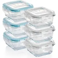 OEM Boîtes de conservation – Boîtes de conservation en verre 6 x 320 ml, carrées, hermétiques avec couvercle à clic, adaptées au four, au micro-ondes et au congélateur
