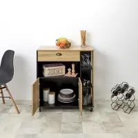 Home Deco Factory Desserte - - Chef - Rangement - Déplaçable - Marron et Noir