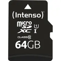 Intenso MicroSD 64GB UHS-I Class 10 90MB/s avec adaptateur SD - Carte mémoire