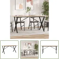 The Living Store Table de salle à manger châssis X 160x80x75,5 cm pin massif & fonte