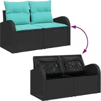 vidaXL Ensemble de canapés de jardin , 7 pièces, 6 places, noir et turquoise