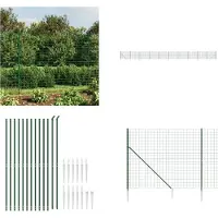 vidaXL Clôture grillagée avec douilles de sol Vert 1,4x25 m - Clôture grillagée - Clôture de jardin - Clôture en fil de fer