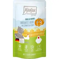 MjAMjAM - Nourriture pour chat - Quetschie - Poussins&Amis - Délicieux poulet sur courge cuite à la vapeur - 12 x 125 g