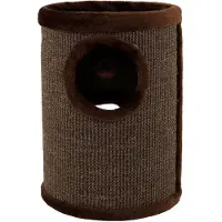 Lionto Tour à chat, griffoir en sisal 50 cm avec 2 entrées & lit douillet, robuste & peu encombrant, marron