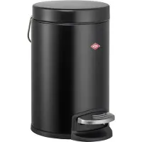 Wesco Cosmetikeimer 113, Poubelle de salle de bain, Poubelle, tôle d'acier peinte époxy, noir mat, 3 litres, 113022-73
