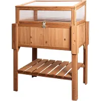 Needs&wants® Grand lit surélevé avec couverture de lit précoce en bois pour jardin balcon, lit de plantation avec serre bac à couche précoce avec couvercle toit