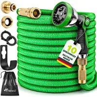 Tresko Tuyau d'arrosage flexible Premium 30 m | Tuyau d'arrosage flexible avec âme triple en latex | Tuyau flexible extensible | Tous les raccords sont en laiton de haute qualité