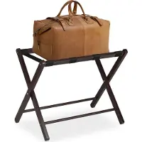 Markenlos Porte-valises pliable , support à bagages en bois, dimensions : 54,5 x 66 x 44 cm, tabouret porte-valises pour l'hôtel et la maison, marron
