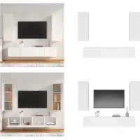 vidaXL 4 pcs. Ensemble d'armoires de télévision blanc en bois composite - Ensemble d'armoires de télévision - Ensembles d'armoires de télévision - Meuble-paroi