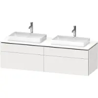 Duravit L-Cube Meuble sous-lavabo en console suspendu, avec plan de toilette en console, 4 tiroirs, pour deux vasques, 1620x482x550mm, LC4873B18180000